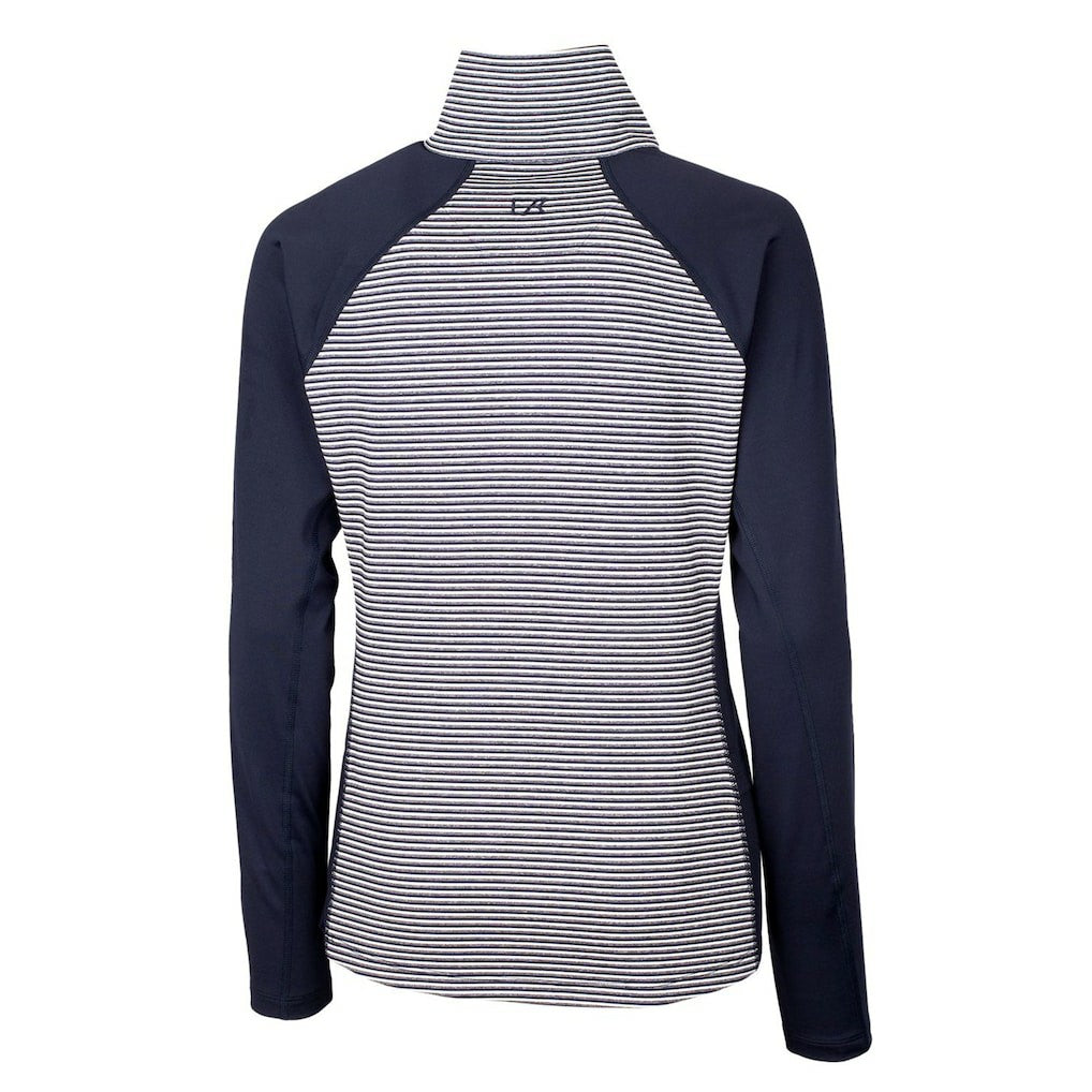 Los Angeles Chargers Cutter & Buck Women's Throwback Logo Forge Tonal Stripe Stretch Half-Zip Pullover Top Navy