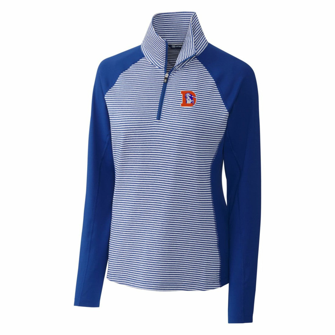 Denver Broncos Cutter & Buck Women's Throwback Logo Forge Tonal Stripe Stretch Half-Zip Pullover Top Royal