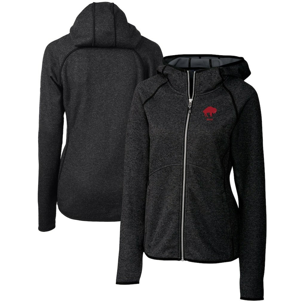 Buffalo Bills Cutter & Buck Women's Throwback Logo Mainsail Full-Zip Jacket Heather Charcoal