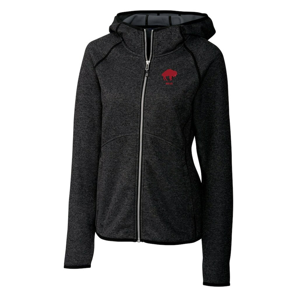 Buffalo Bills Cutter & Buck Women's Throwback Logo Mainsail Full-Zip Jacket Heather Charcoal