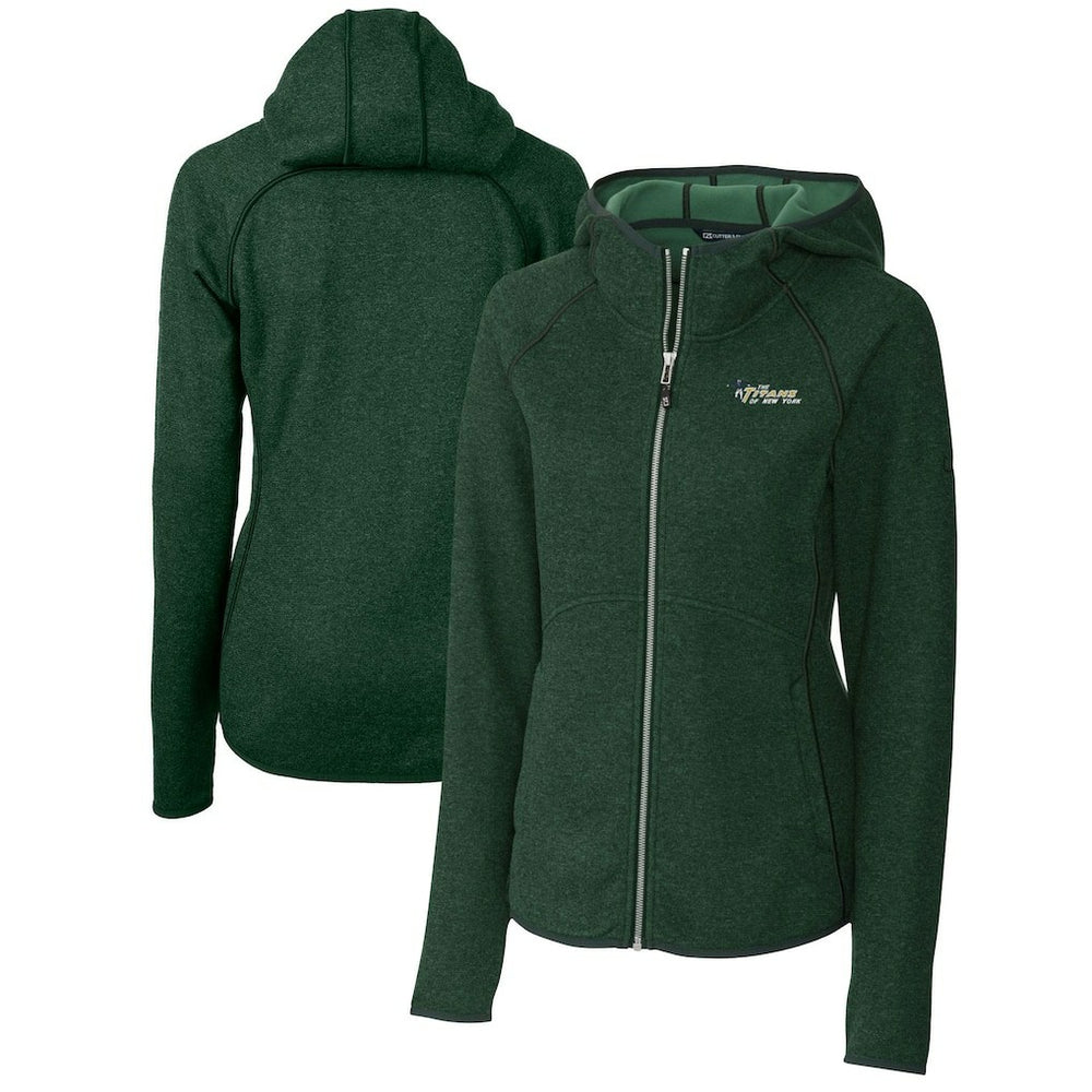 New York Jets Cutter & Buck Women's Throwback Logo Mainsail Full-Zip Jacket Heather Green