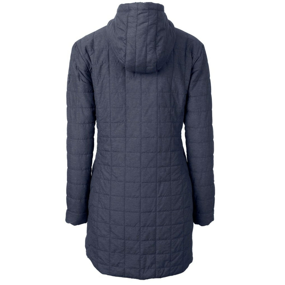Chicago Bears Cutter & Buck Women's Throwback Logo Rainier Primaloft Eco Full-Zip Hoodie Long Coat Heather Navy