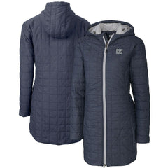 New York Giants Cutter & Buck Women's Throwback Logo Rainier Primaloft Eco Full-Zip Hoodie Long Coat Heather Navy