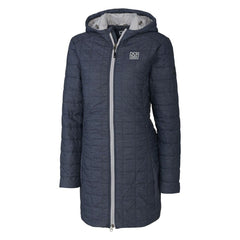 New York Giants Cutter & Buck Women's Throwback Logo Rainier Primaloft Eco Full-Zip Hoodie Long Coat Heather Navy