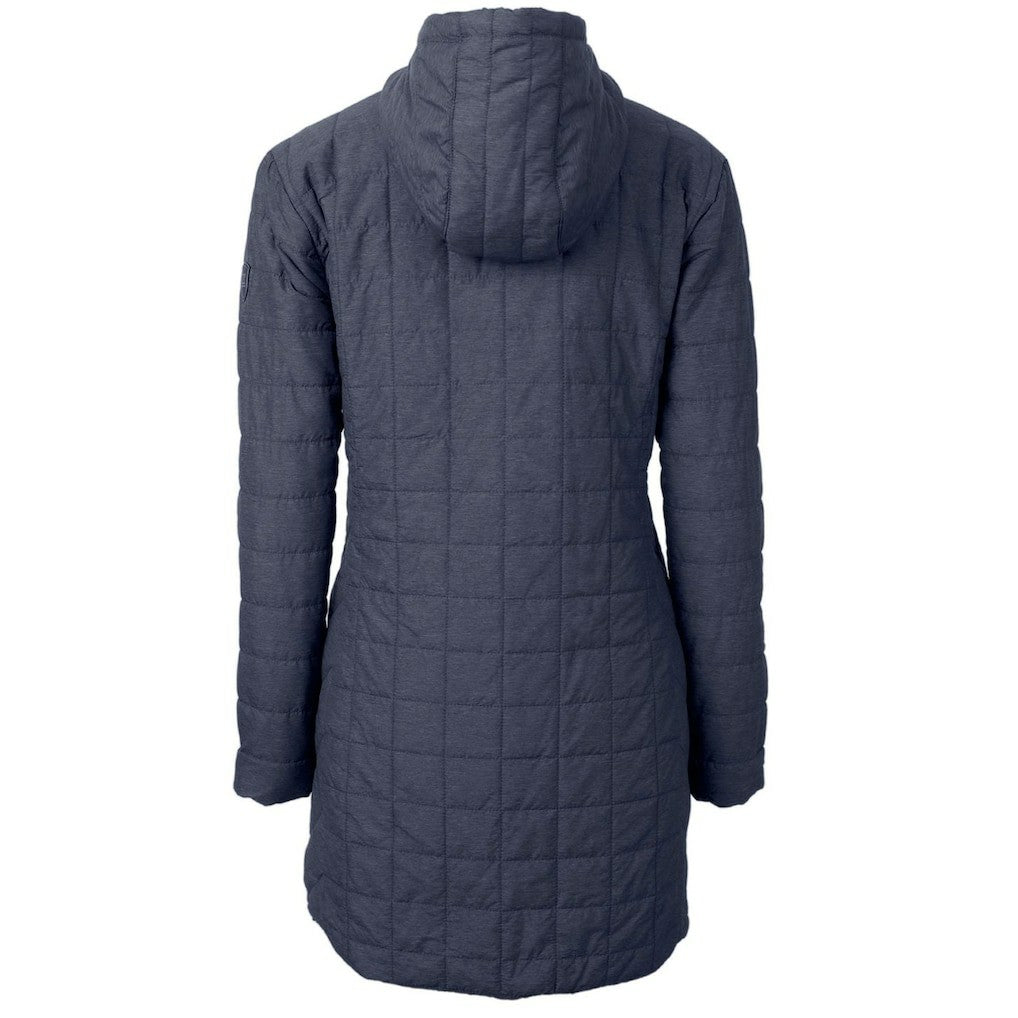 New York Giants Cutter & Buck Women's Throwback Logo Rainier Primaloft Eco Full-Zip Hoodie Long Coat Heather Navy