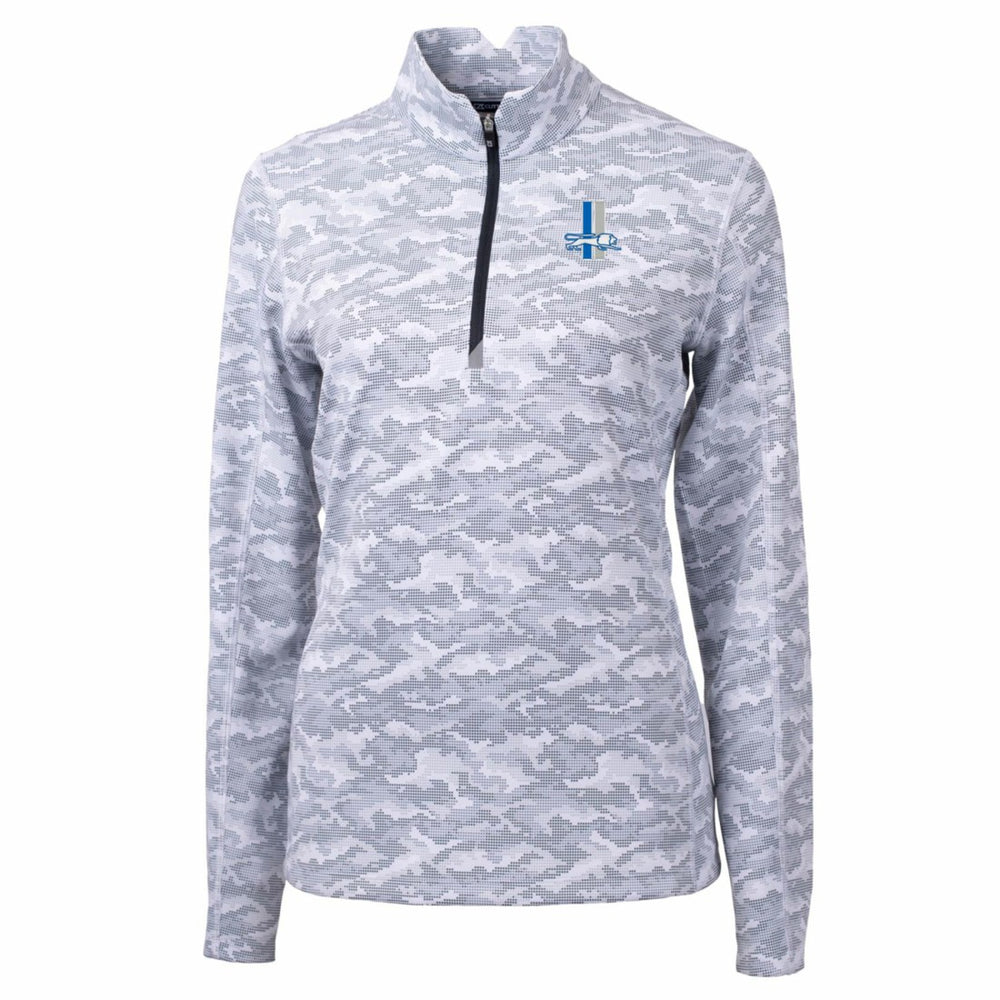 Detroit Lions Cutter & Buck Women's Throwback Logo Traverse Camo Quarter-Zip Pullover Top Charcoal
