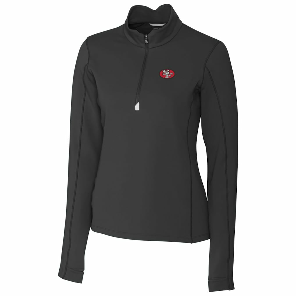 San Francisco 49ers Cutter & Buck Women's Throwback Logo Traverse Stretch Quarter-Zip Pullover Top Black
