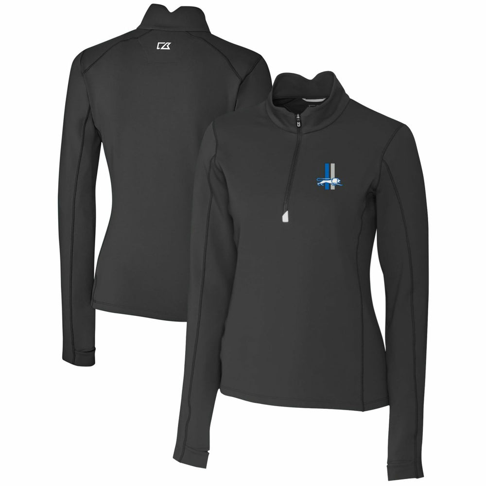Detroit Lions Cutter & Buck Women's Throwback Logo Traverse Stretch Quarter-Zip Pullover Top Black