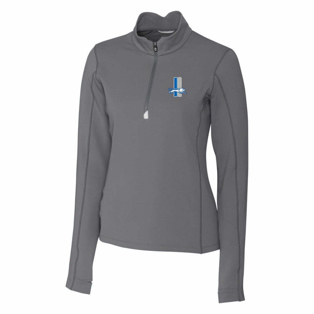 Detroit Lions Cutter & Buck Women's Throwback Logo Traverse Stretch Quarter-Zip Pullover Top Steel