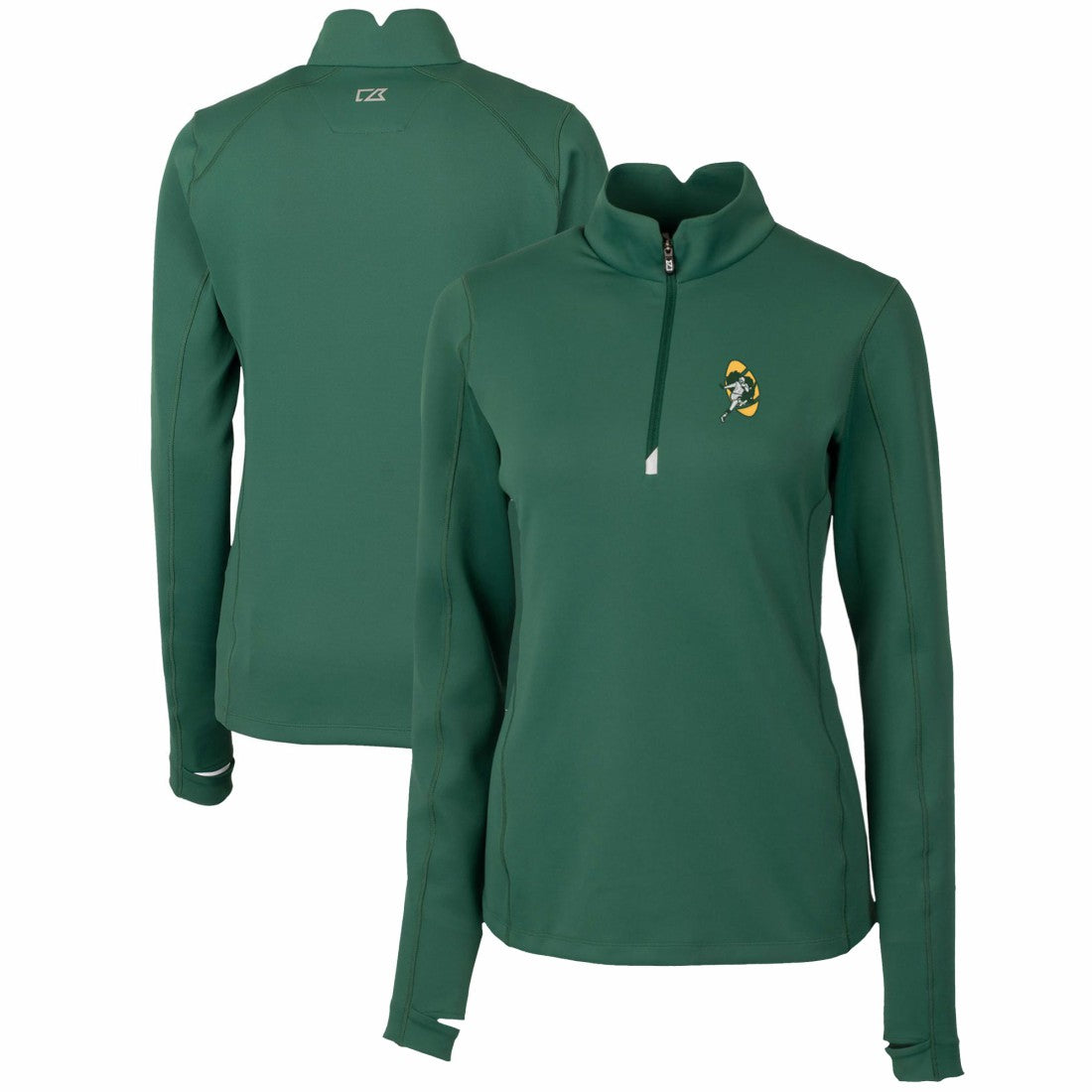Green Bay Packers Cutter & Buck Women's Throwback Logo Traverse Stretch Quarter-Zip Pullover Top Green