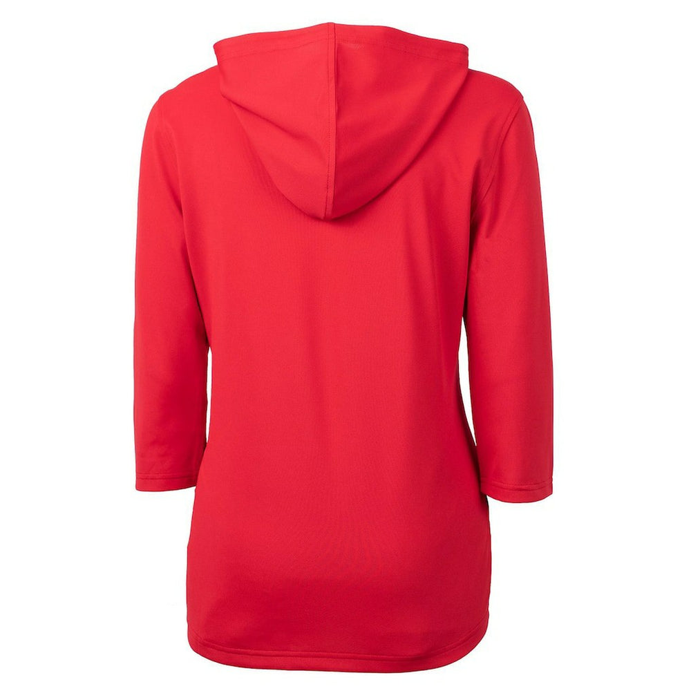 Atlanta Falcons Cutter & Buck Women's Throwback Logo Virtue Eco Pique 3/4 Sleeve Half-Zip Pullover Hoodie Red
