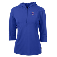 New England Patriots Cutter & Buck Women's Throwback Logo Virtue Eco Pique 3/4 Sleeve Half-Zip Pullover Hoodie Royal