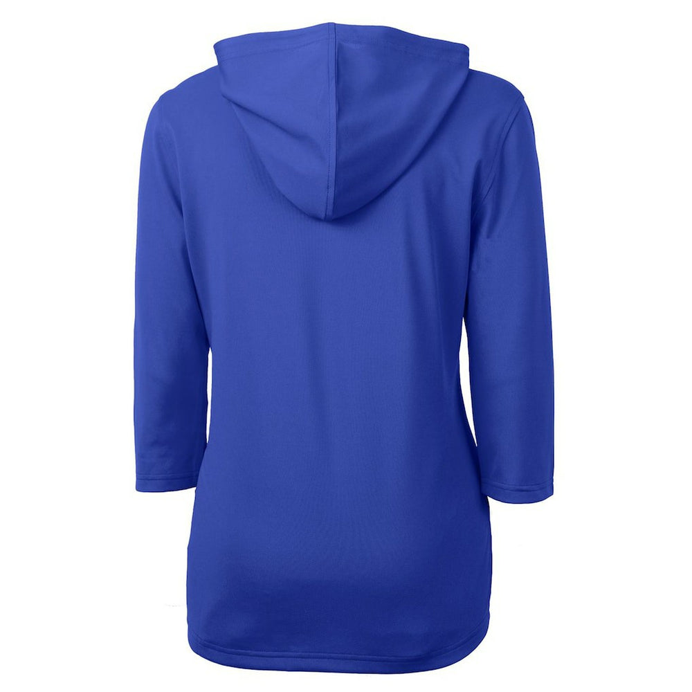 New England Patriots Cutter & Buck Women's Throwback Logo Virtue Eco Pique 3/4 Sleeve Half-Zip Pullover Hoodie Royal