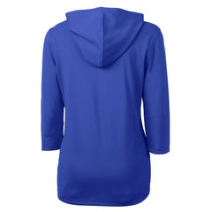 New England Patriots Cutter & Buck Women's Throwback Logo Virtue Eco Pique 3/4 Sleeve Half-Zip Pullover Hoodie Royal