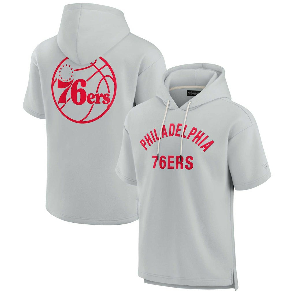 Philadelphia 76ers Unisex Elements Super Soft Fleece Short Sleeve Pullover Hoodie Gray | Fanatics US