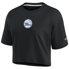 Philadelphia 76ers Women's Elements Super Soft Boxy Cropped T-Shirt Black | Fanatics Lifestyle