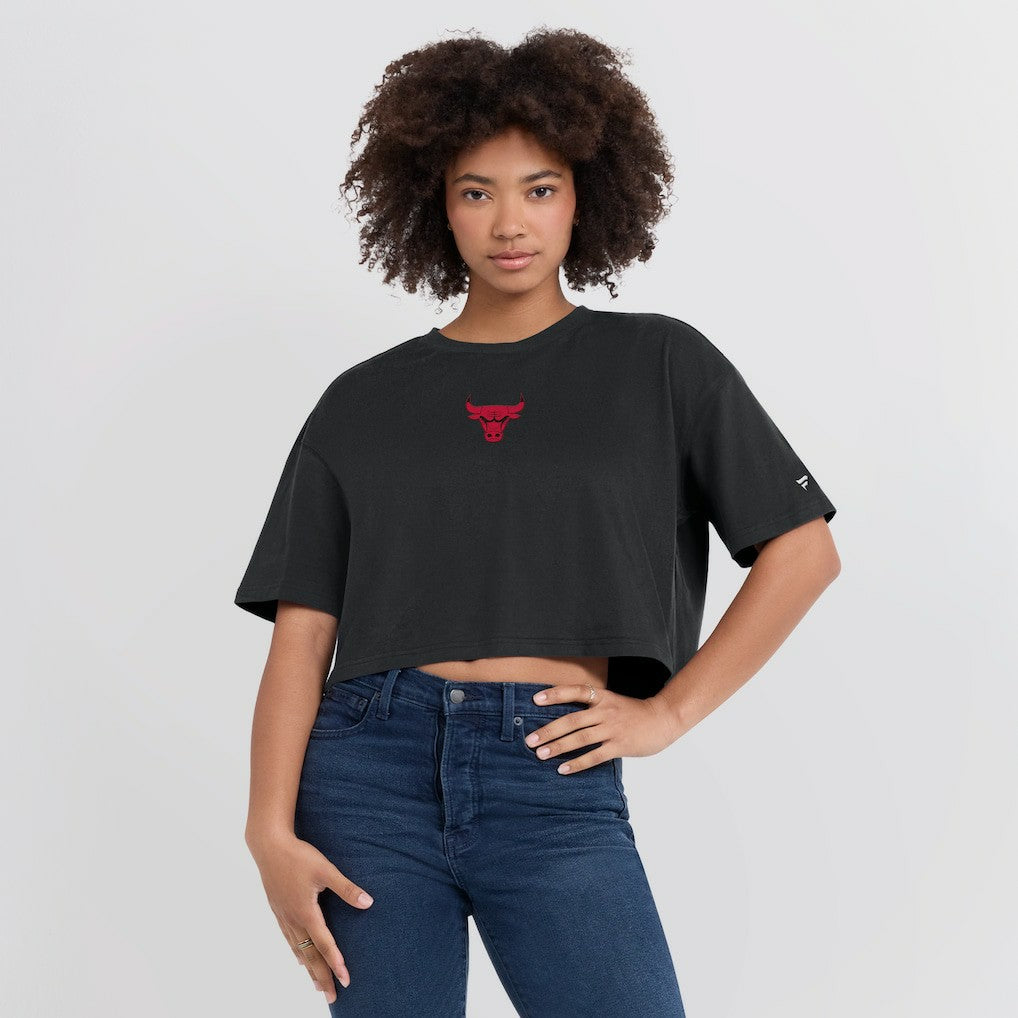 Chicago Bulls Women's Elements Super Soft Boxy Cropped T-Shirt for sale Black | Fanatics US