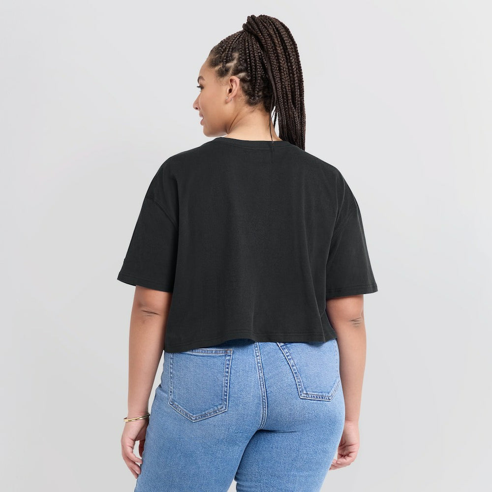 Chicago Bulls Women's Elements Super Soft Boxy Cropped T-Shirt for sale Black | Fanatics US