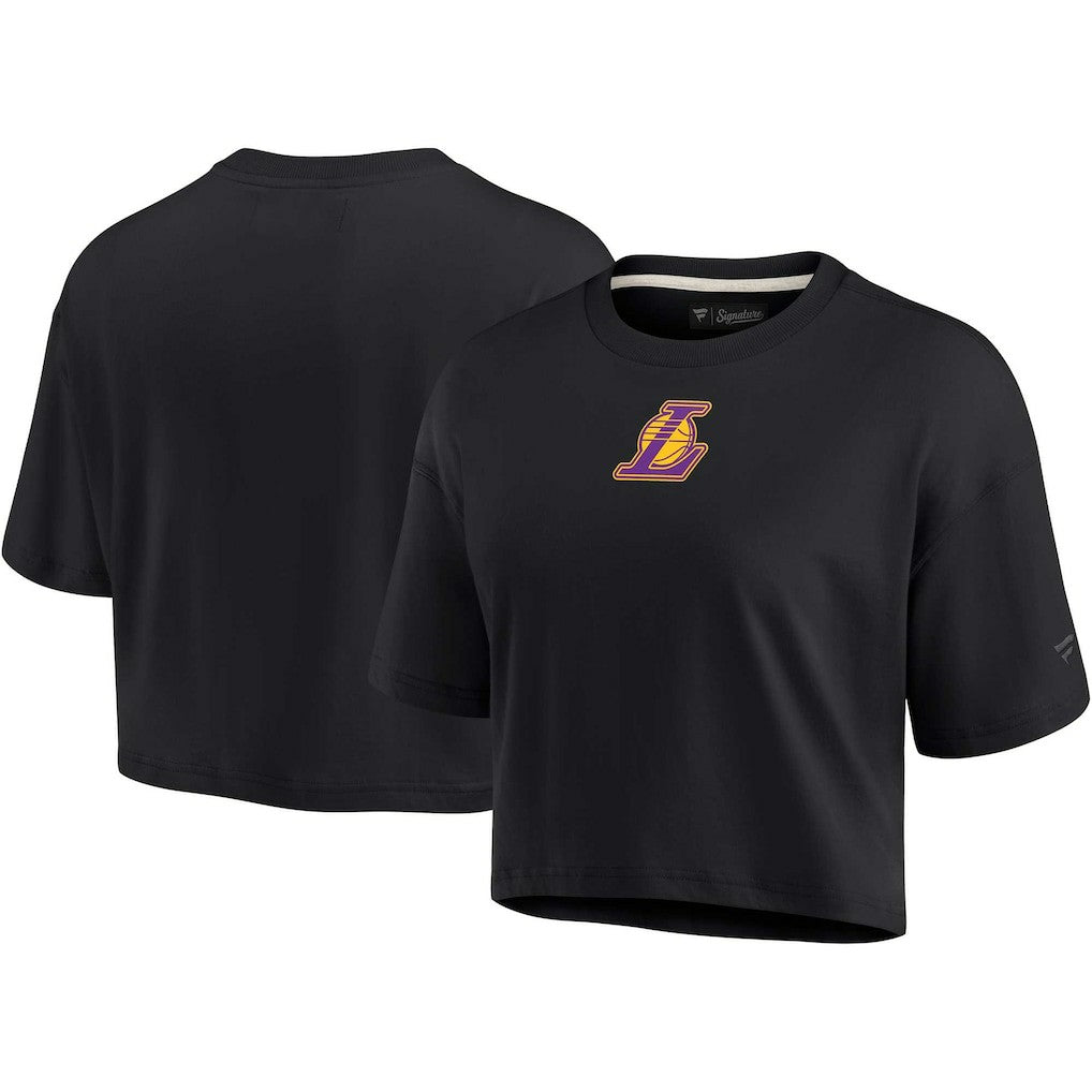 Los Angeles Lakers Women's Elements Super Soft Boxy Cropped T-Shirt Black | Fanatics Lifestyle