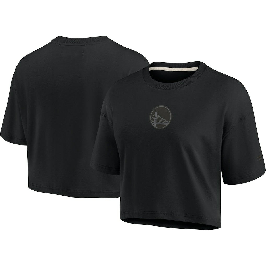 Golden State Warriors Women's Elements Super Soft Boxy Cropped T-Shirt for sale Black | Fanatics outlet