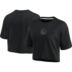 Golden State Warriors Women's Elements Super Soft Boxy Cropped T-Shirt for sale Black | Fanatics outlet