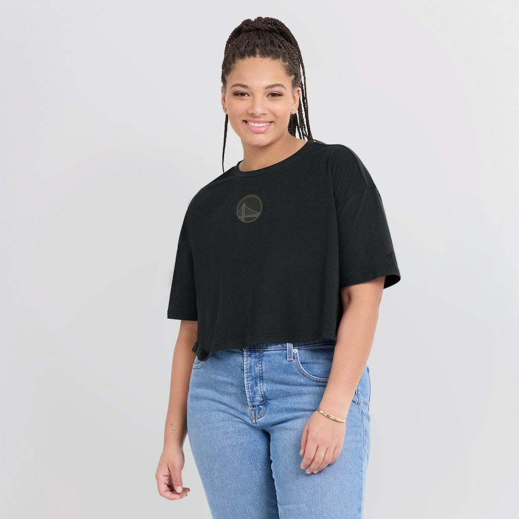 Golden State Warriors Women's Elements Super Soft Boxy Cropped T-Shirt for sale Black | Fanatics outlet
