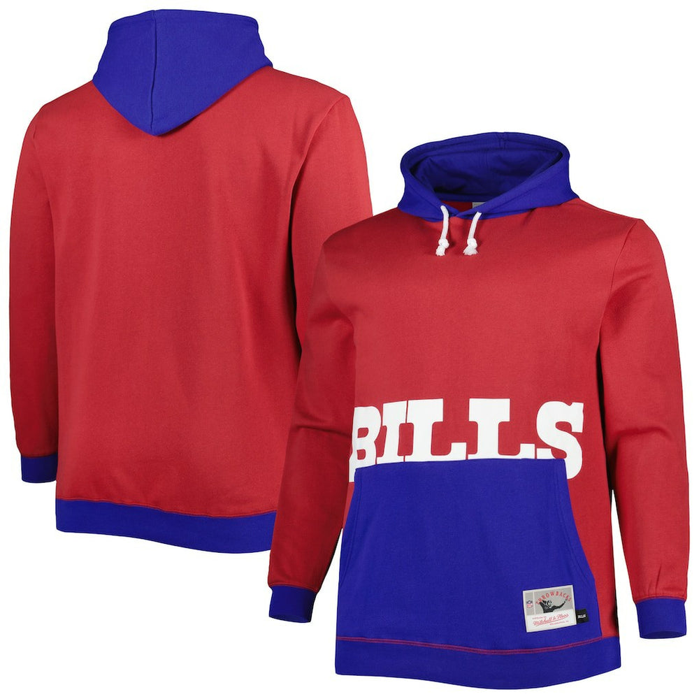 Mitchell & Ness Buffalo Bills Big & Tall Big Face Pullover Hoodie Red/Royal