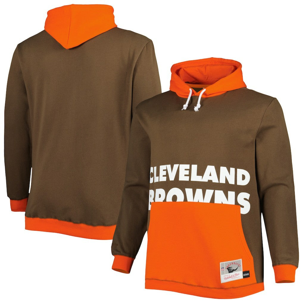 Mitchell & Ness Cleveland Browns Big & Tall Big Face Pullover Hoodie Brown/Orange