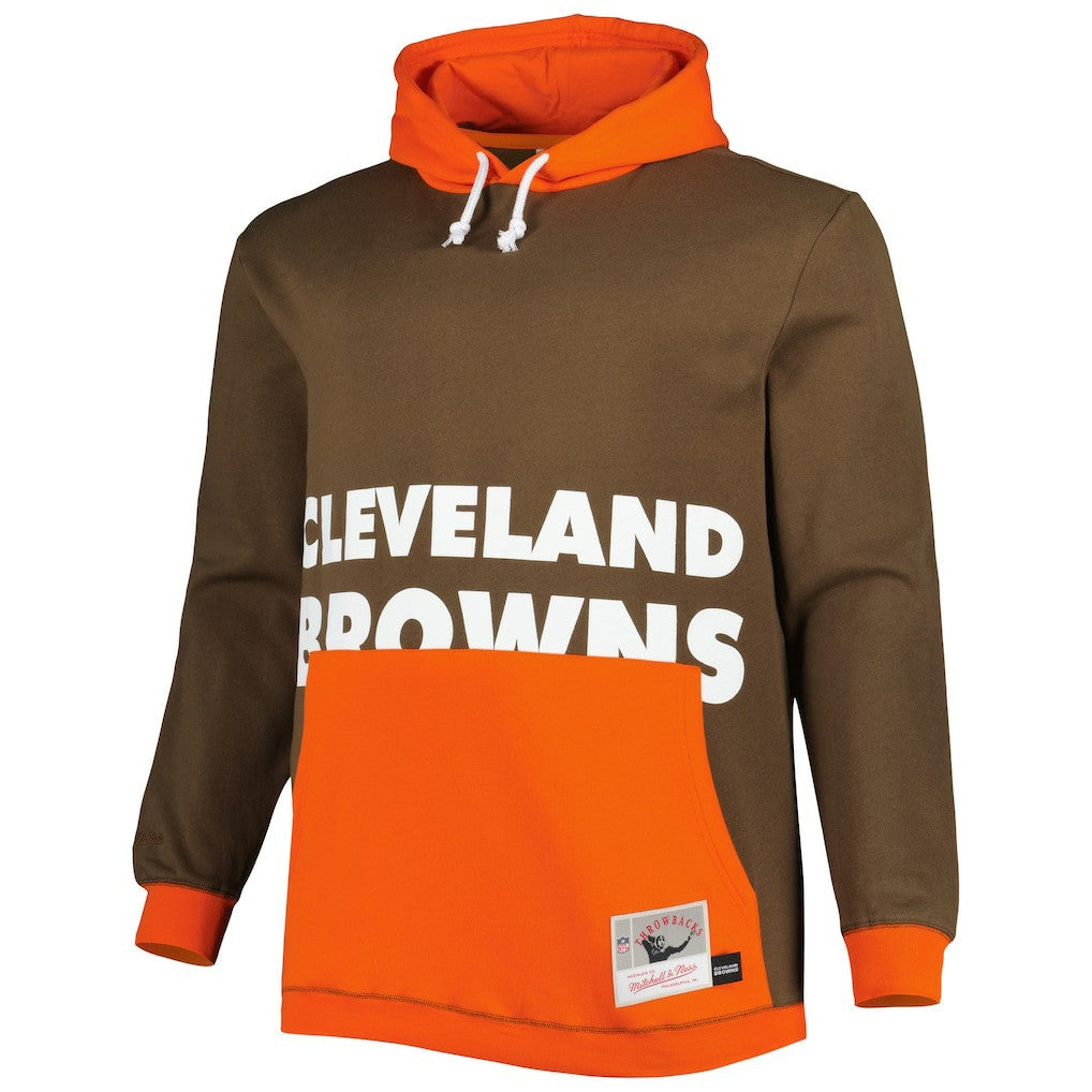 Mitchell & Ness Cleveland Browns Big & Tall Big Face Pullover Hoodie Brown/Orange