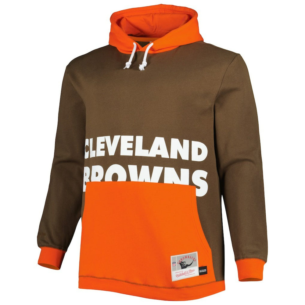 Mitchell & Ness Cleveland Browns Big & Tall Big Face Pullover Hoodie Brown/Orange