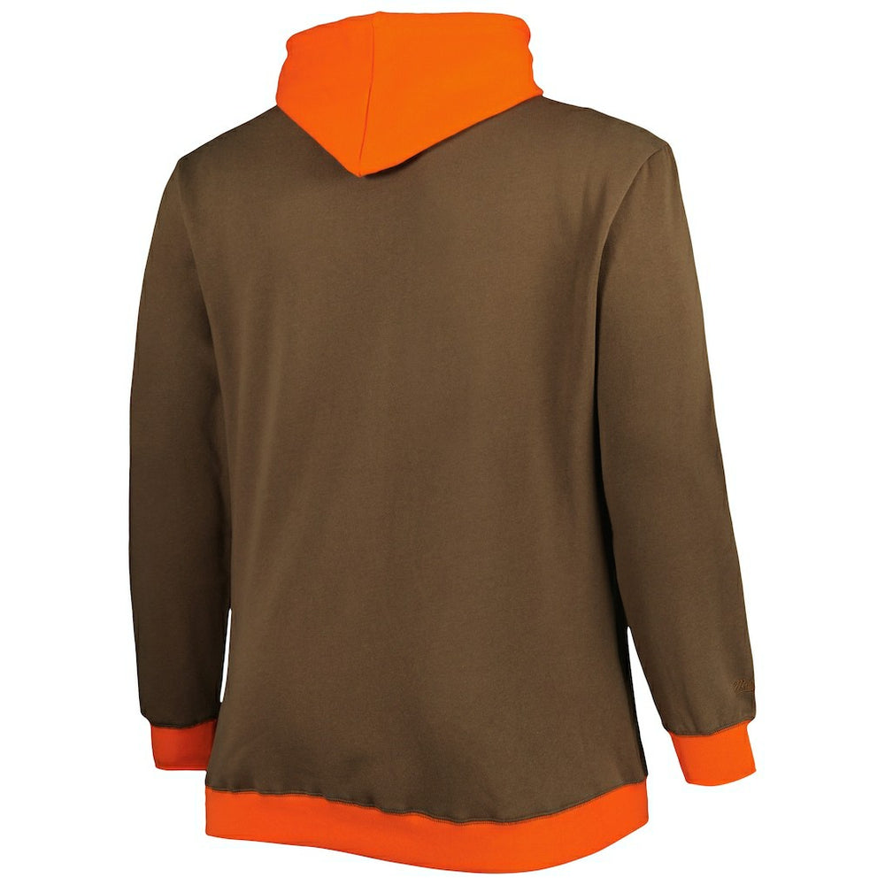 Mitchell & Ness Cleveland Browns Big & Tall Big Face Pullover Hoodie Brown/Orange