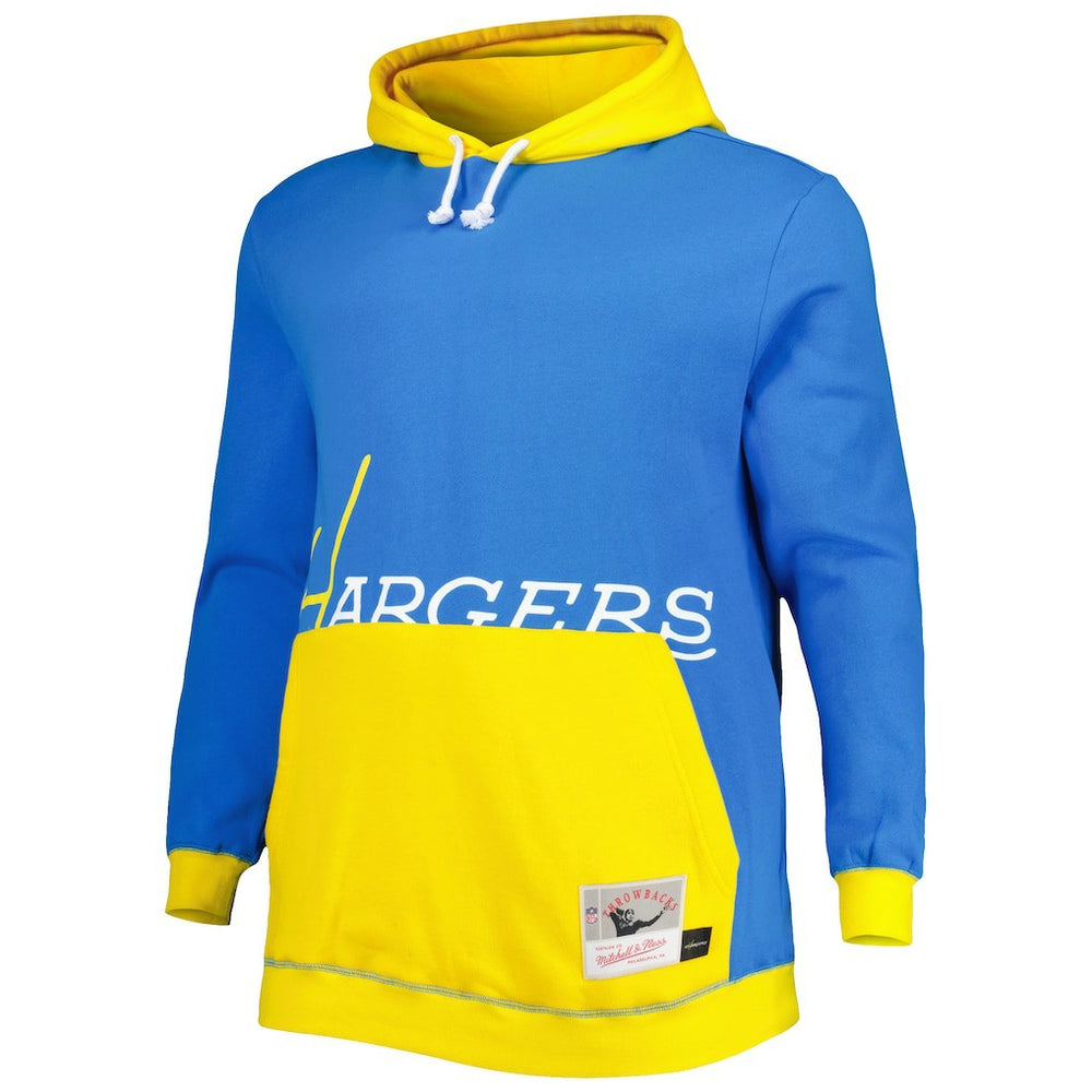 Mitchell & Ness Los Angeles Chargers Big & Tall Big Face Pullover Hoodie Powder Blue/Gold