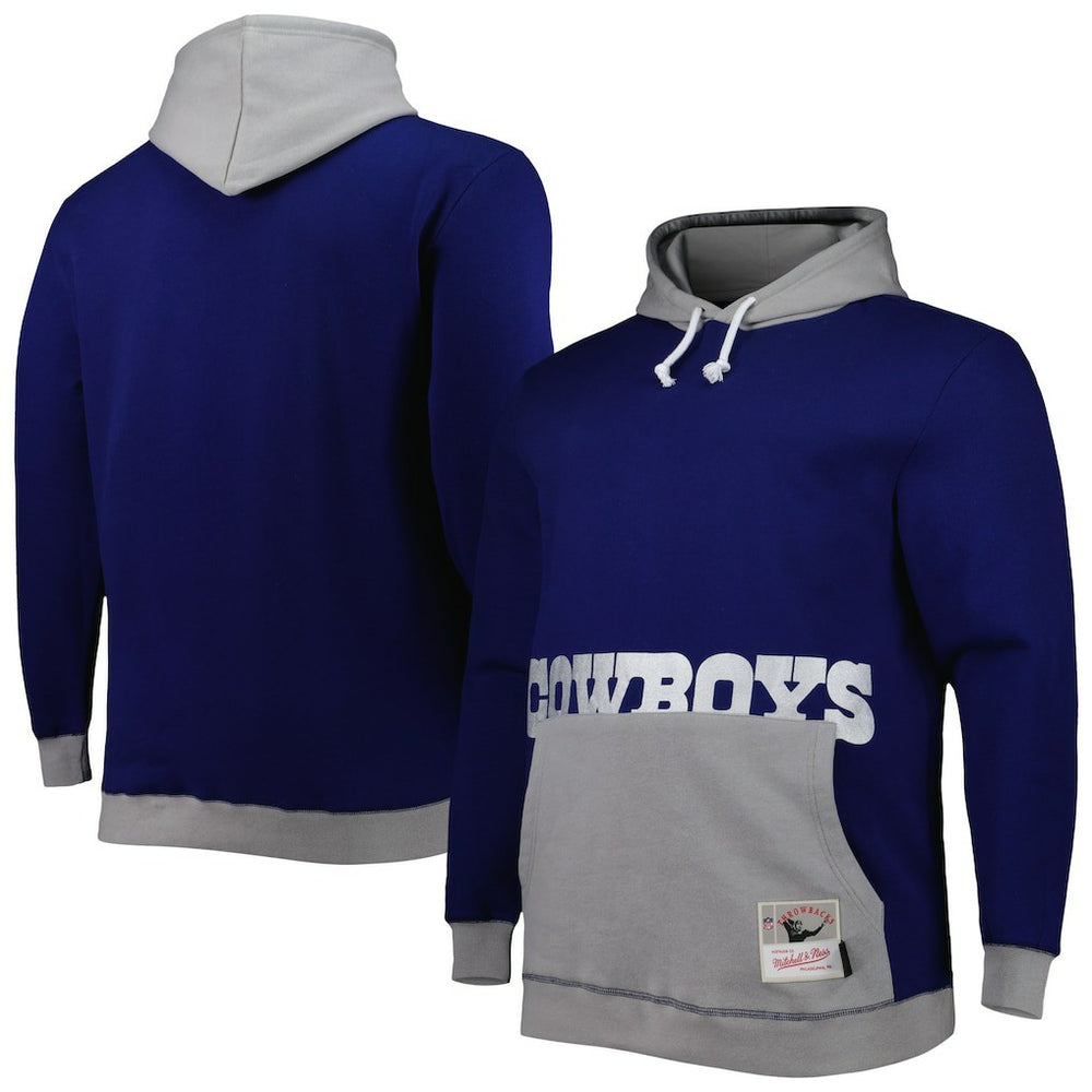 Mitchell & Ness Dallas Cowboys Big & Tall Big Face Pullover Hoodie Navy/Silver