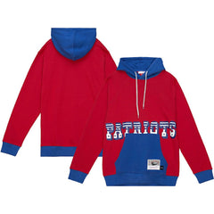 Mitchell & Ness New England Patriots Big & Tall Big Face Pullover Hoodie Red/Navy