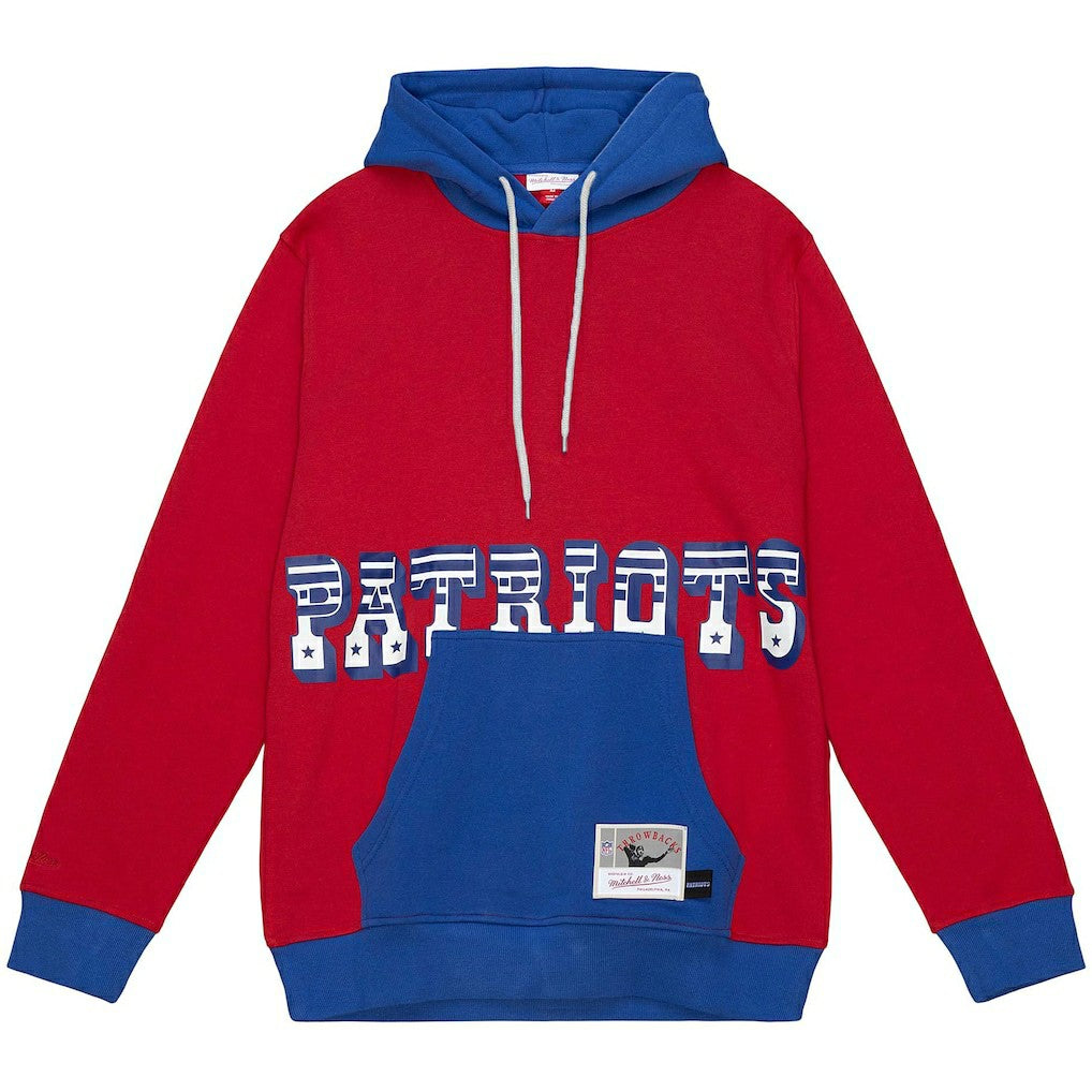 Mitchell & Ness New England Patriots Big & Tall Big Face Pullover Hoodie Red/Navy