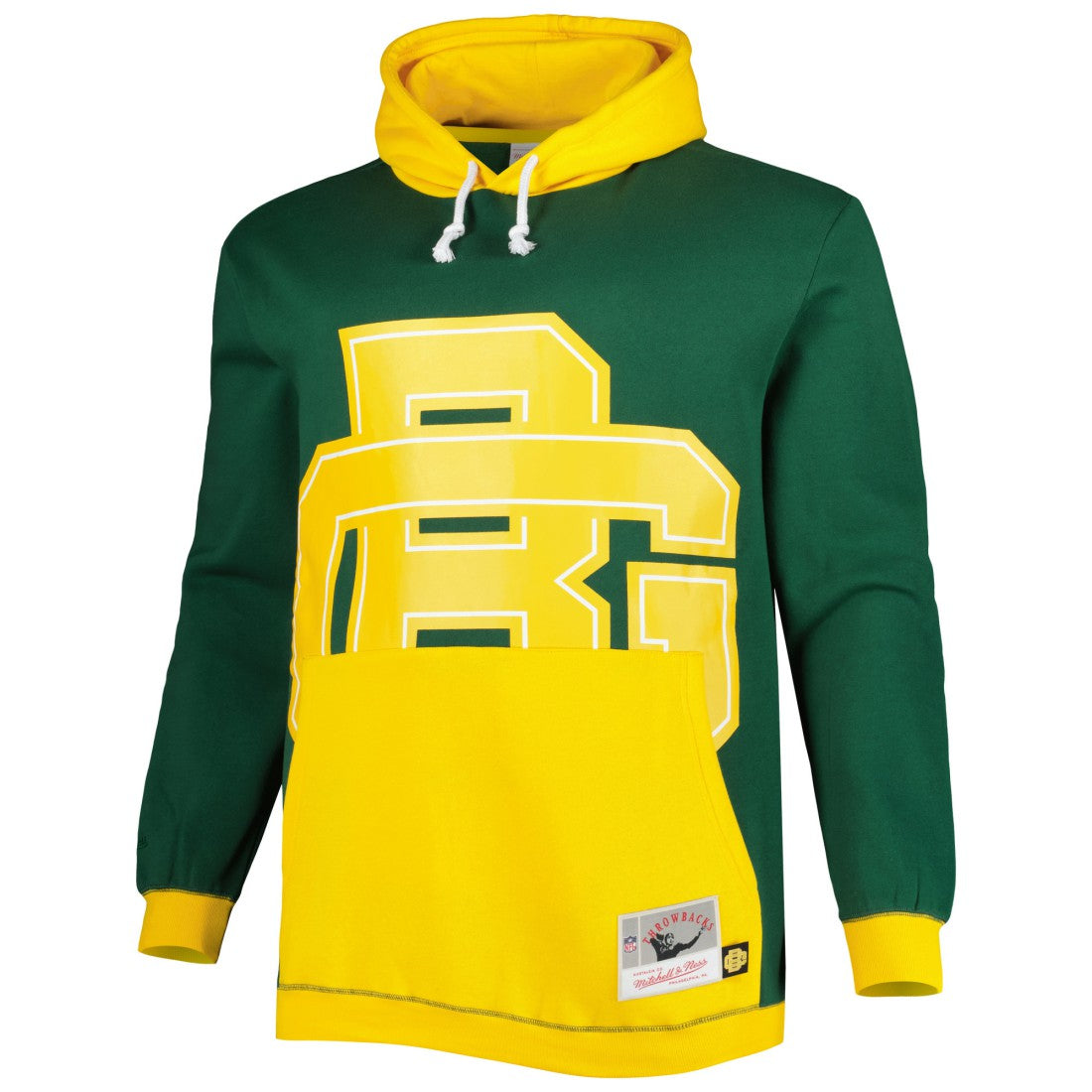 Mitchell & Ness Green Bay Packers Big & Tall Big Face Pullover Hoodie Green/Gold