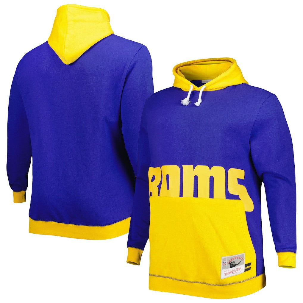 Mitchell & Ness Los Angeles Rams Big & Tall Big Face Pullover Hoodie Royal/Gold
