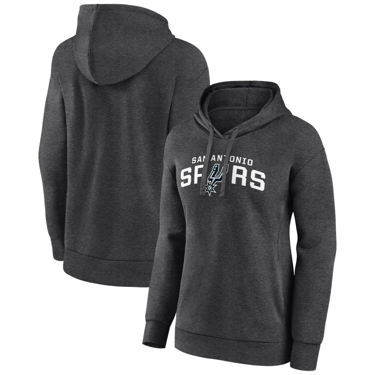San Antonio Spurs Women's Wordmark Alt Pullover Hoodie Charcoal