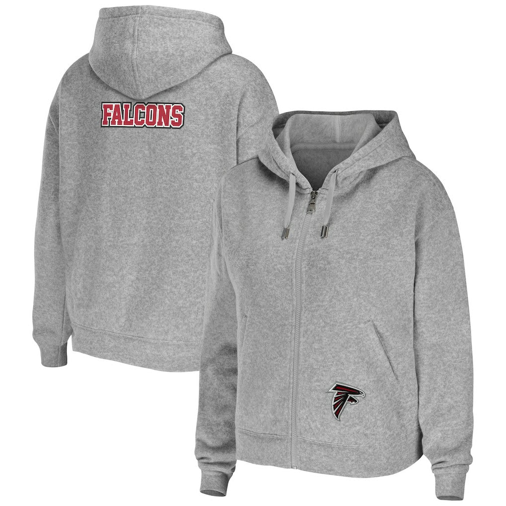 Atlanta Falcons WEAR by Erin Andrews Women's Team Full-Zip Hoodie Heathered Gray