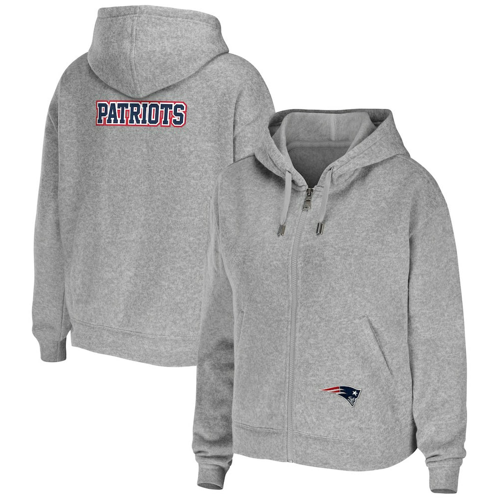 New England Patriots WEAR by Erin Andrews Women's Team Full-Zip Hoodie Heathered Gray