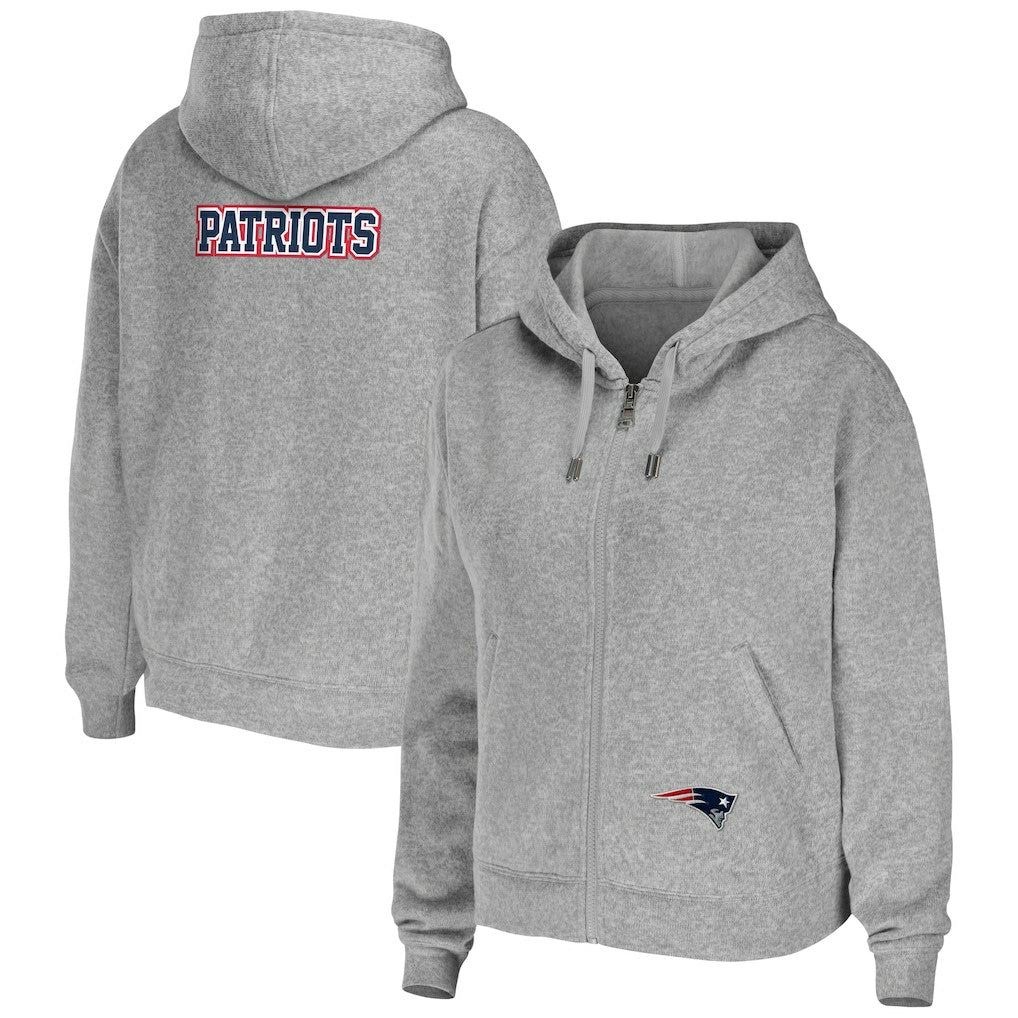 New England Patriots WEAR by Erin Andrews Women's Team Full-Zip Hoodie Heathered Gray
