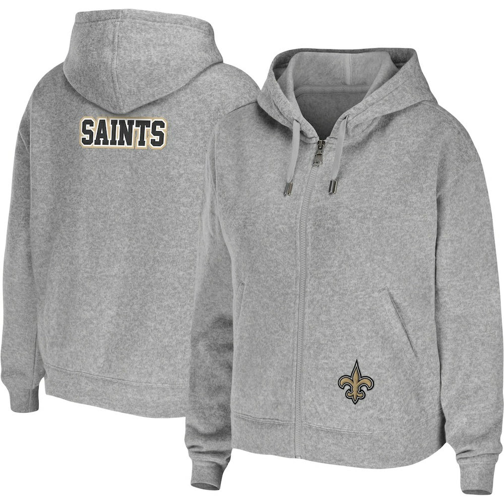 New Orleans Saints WEAR by Erin Andrews Women's Team Full-Zip Hoodie Heathered Gray