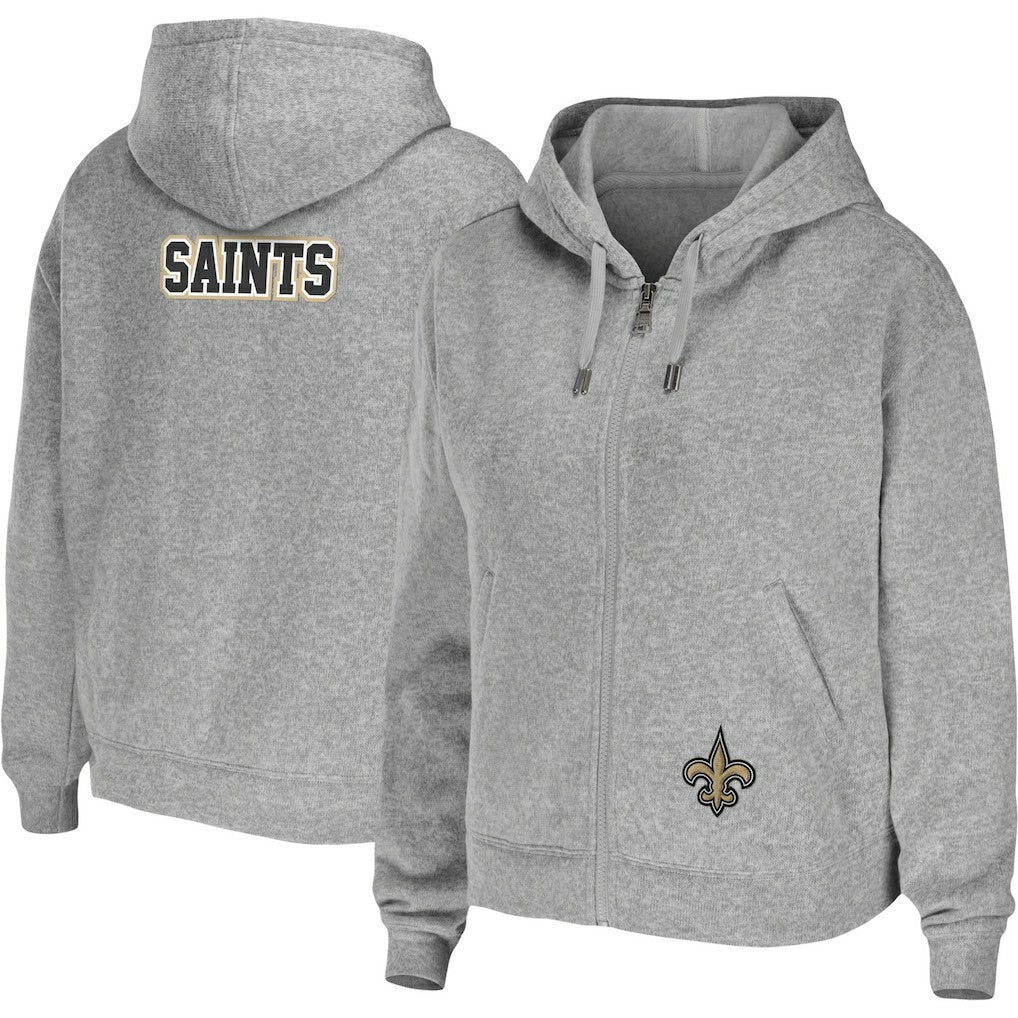 New Orleans Saints WEAR by Erin Andrews Women's Team Full-Zip Hoodie Heathered Gray