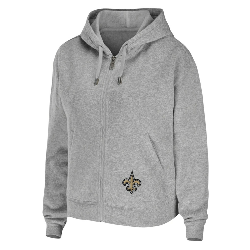 New Orleans Saints WEAR by Erin Andrews Women's Team Full-Zip Hoodie Heathered Gray