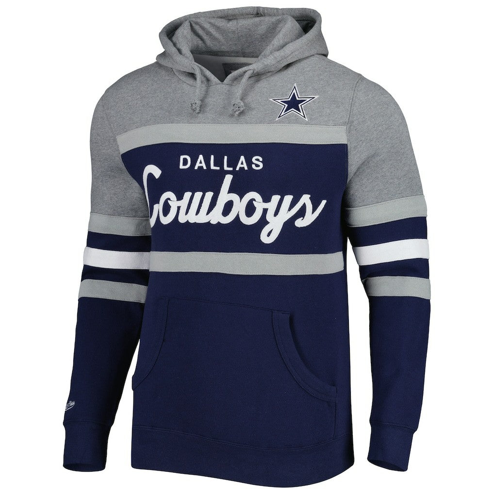 Mitchell & Ness Dallas Cowboys Head Coach Pullover Hoodie Navy/Heathered Gray