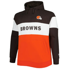 Cleveland Browns New Era Big & Tall Current Colorblock Raglan Fleece Pullover Hoodie Orange/Brown