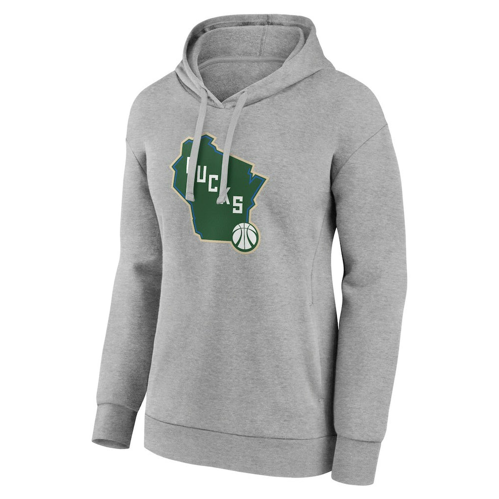 Milwaukee Bucks Women's Alternate Logo Pullover Hoodie Gray