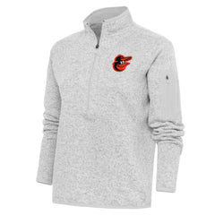 Baltimore Orioles Antigua Women's Logo Fortune Quarter-Zip Pullover Jacket - Heather Gray - MLB Sale