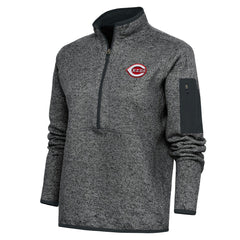 Cincinnati Reds Antigua Women's Logo Fortune Quarter-Zip Pullover Jacket - Heather Charcoal - MLB Sale