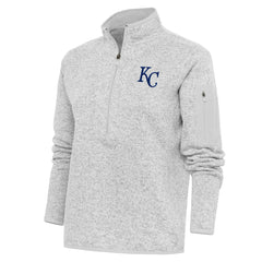Kansas City Royals Antigua Women's Logo Fortune Quarter-Zip Pullover Jacket - Heather Gray - MLB on Sale